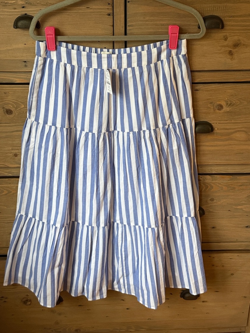 J. Crew Blue and White Striped Lined Cotton Skirt sz M